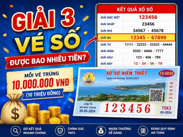 Giải 3 vé số được bao nhiêu tiền, phương pháp dò chính xác